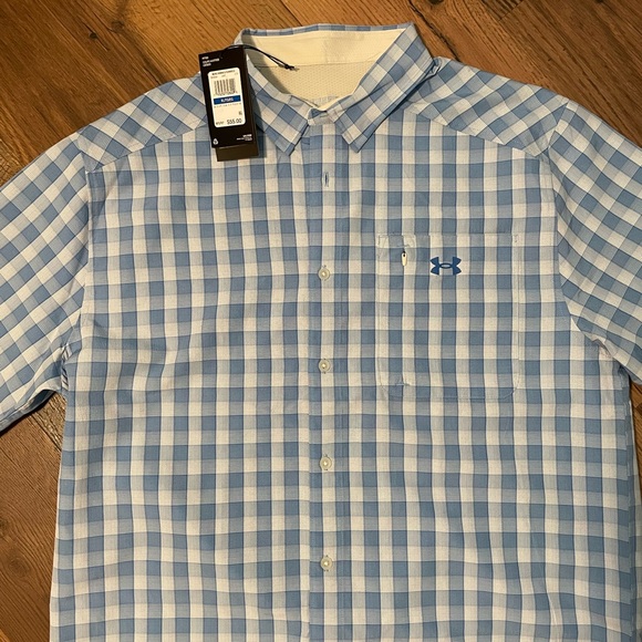 Men's Under Armour Dockside Button-Down Shirt blue plaid - Picture 1 of 6
